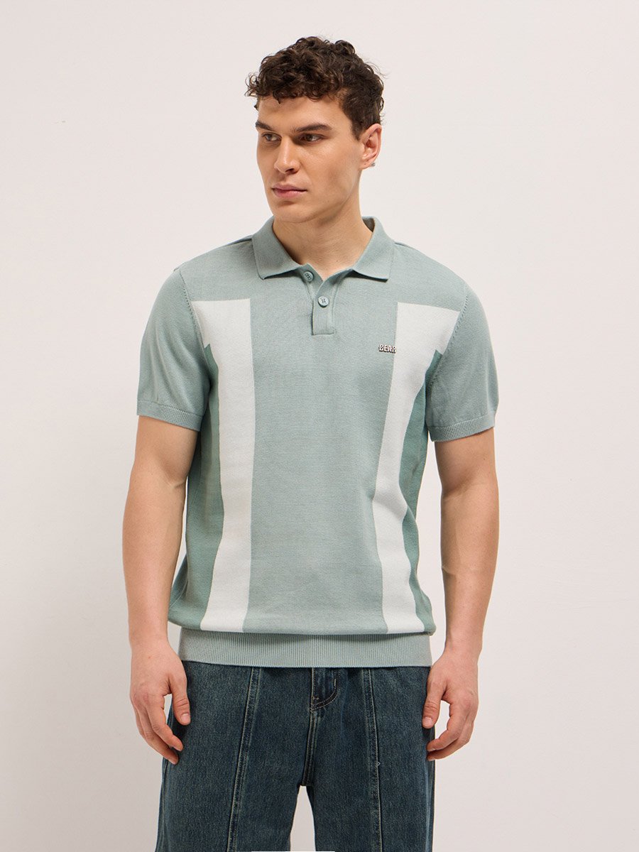 Men Cotton Color Block Regular Fit Polo