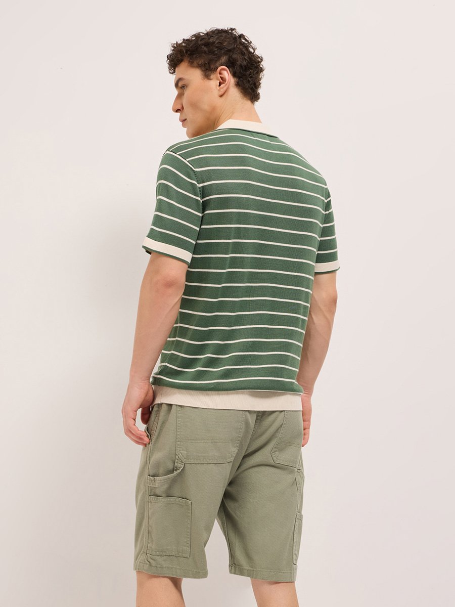 Men Cotton Striped Slim Fit Polo