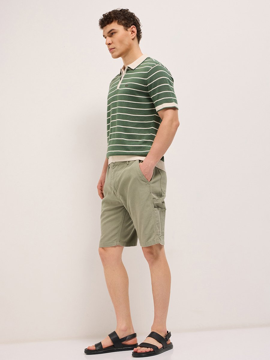 Men Cotton Striped Slim Fit Polo