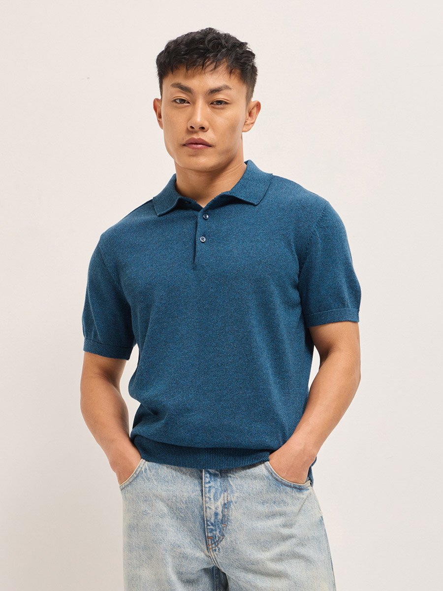 Men Solid Cotton Regular Fit Polo