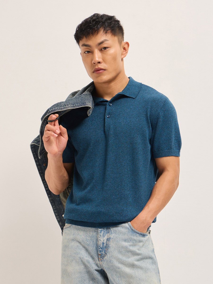 Men Solid Cotton Regular Fit Polo