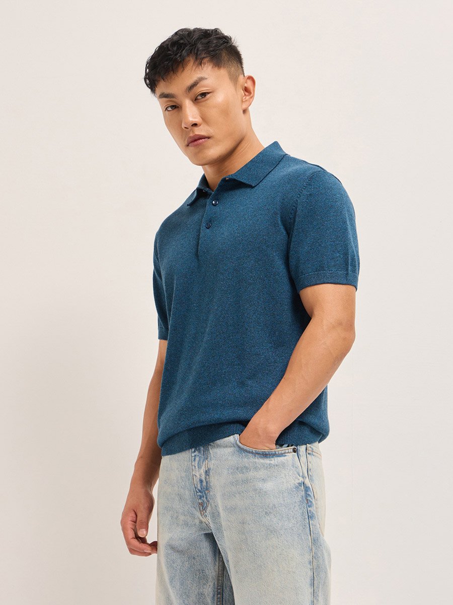 Men Solid Cotton Regular Fit Polo