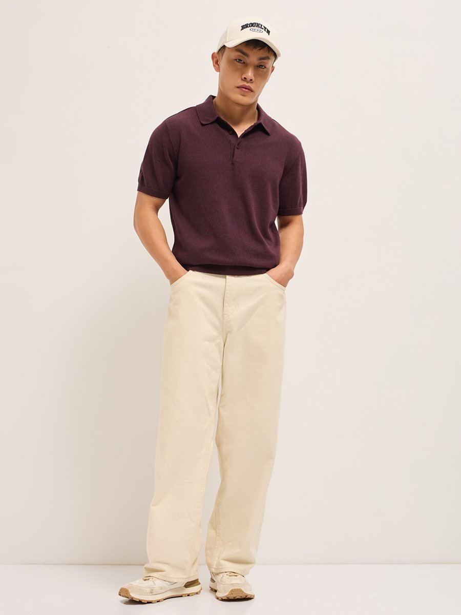 Men Solid Cotton Regular Fit Polo