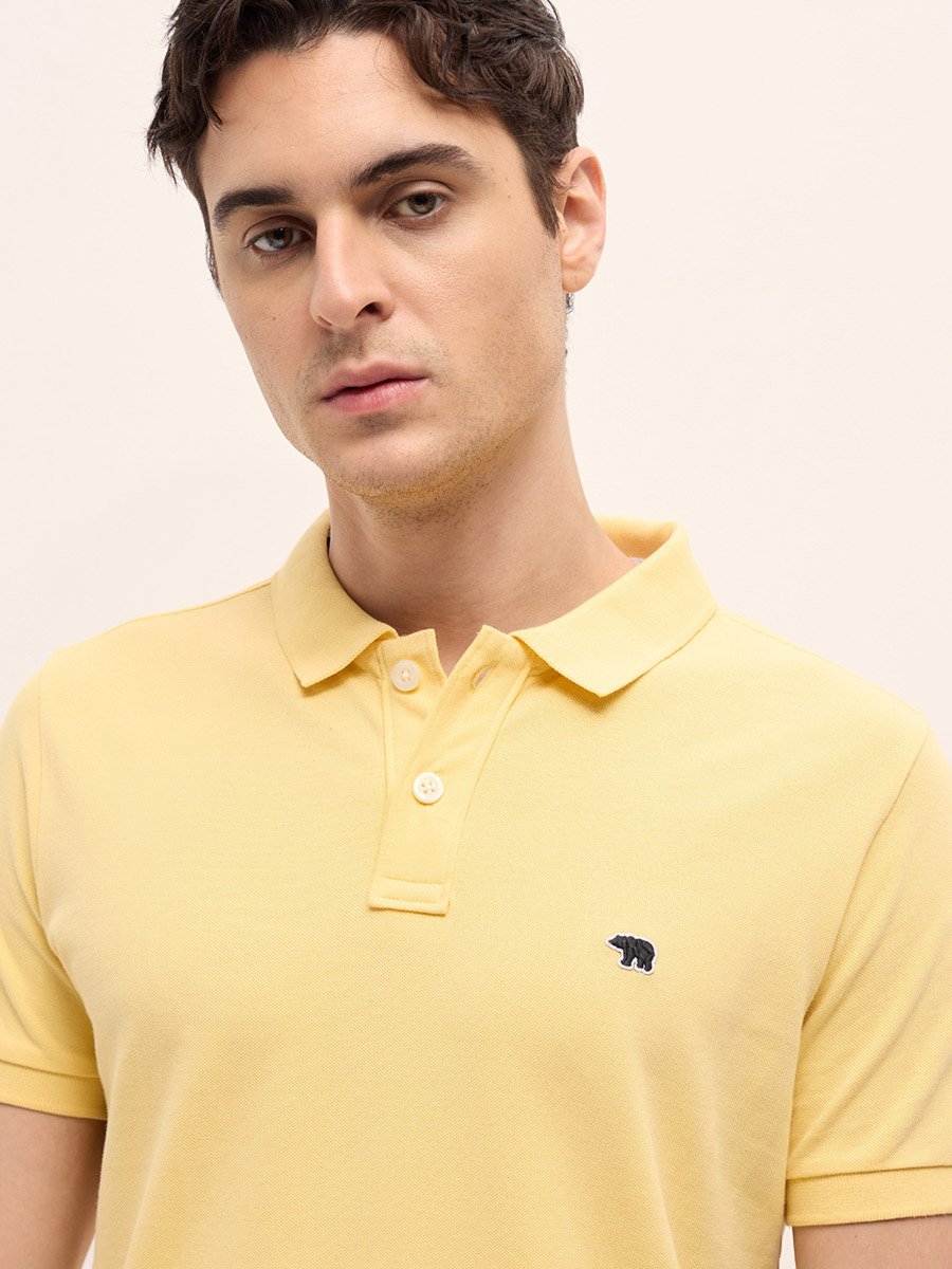 Men Cotton Solid Regular Fit Polo