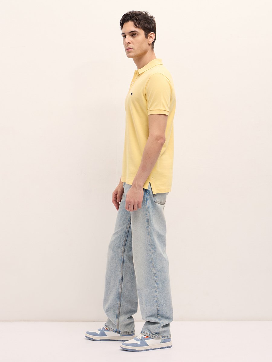 Men Cotton Solid Regular Fit Polo