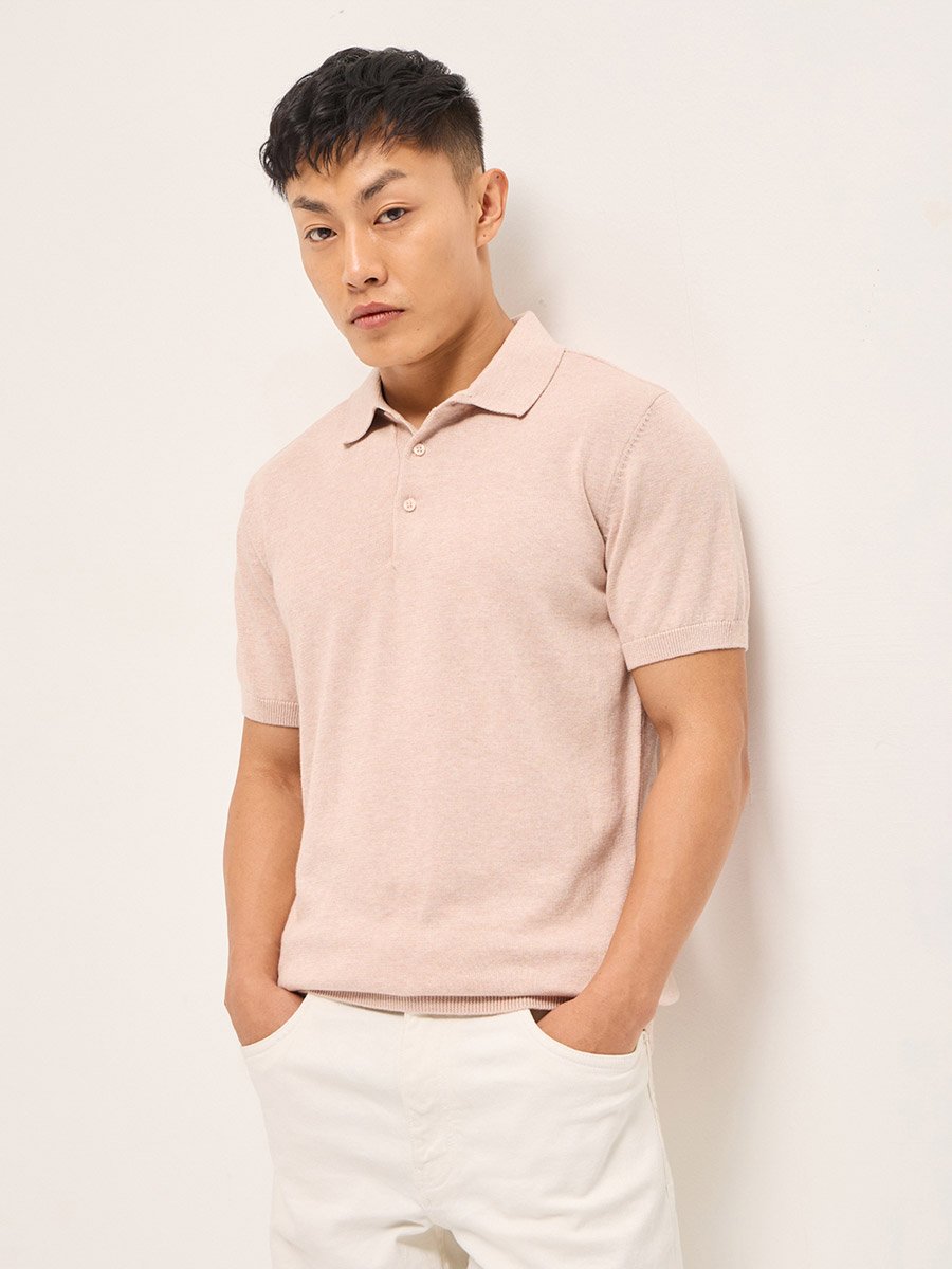 Men Solid Cotton Regular Fit Polo