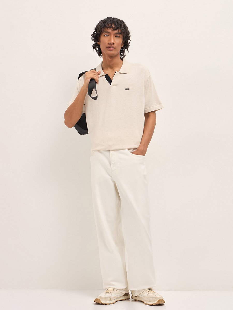 Men Solid Cotton Relaxed Fit Polo