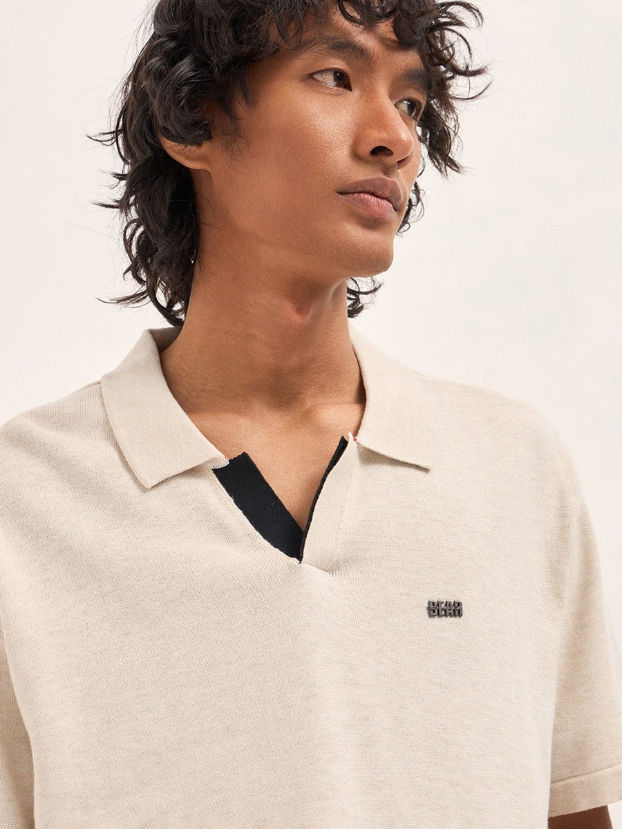 Men Solid Cotton Relaxed Fit Polo