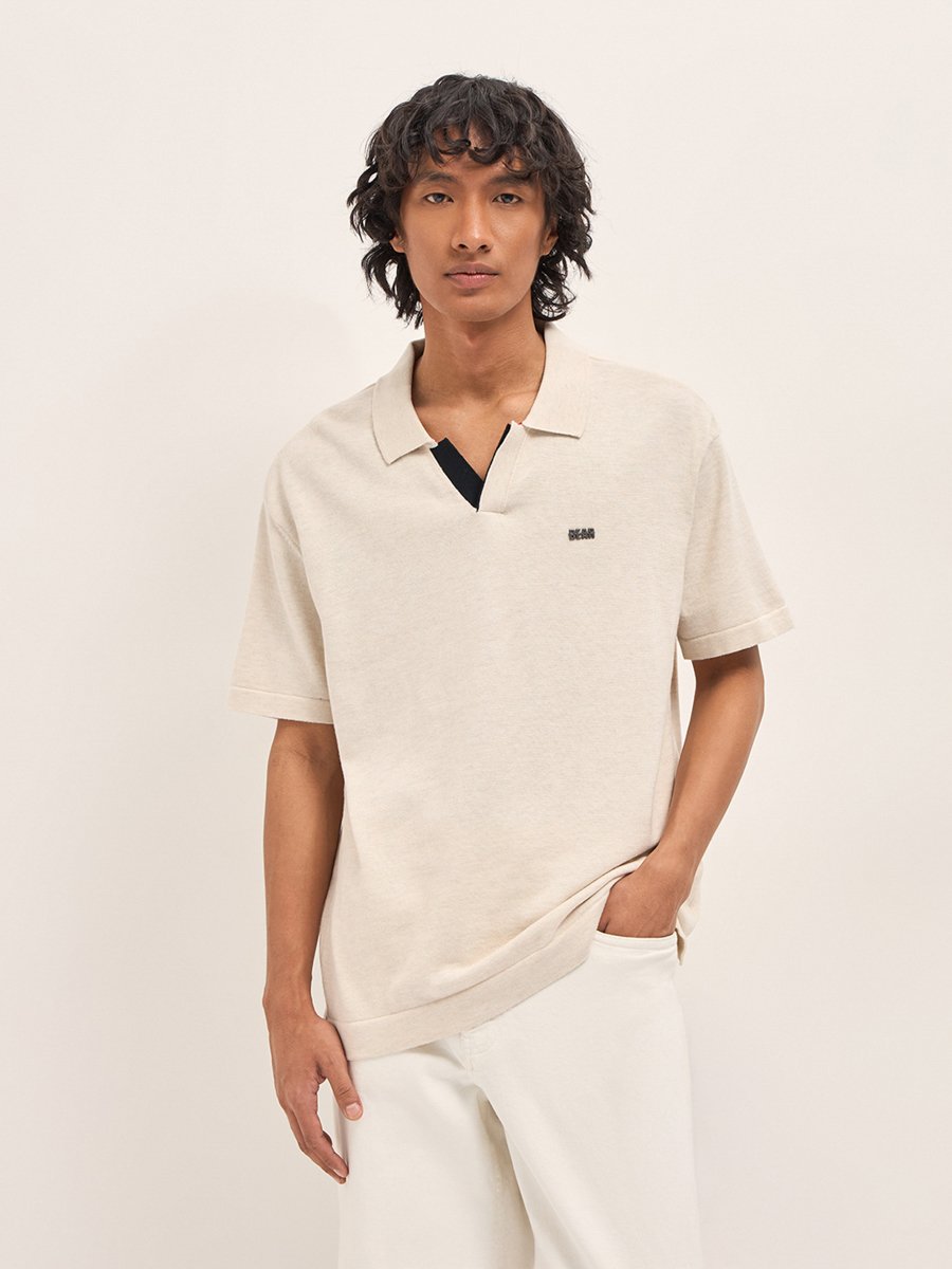 Men Solid Cotton Relaxed Fit Polo