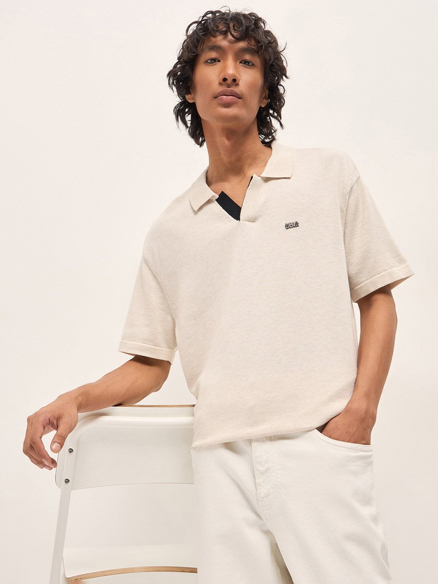 Men Solid Cotton Relaxed Fit Polo