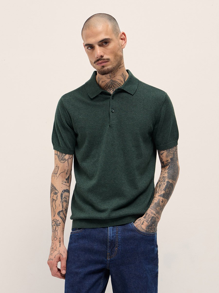 قميص بولو رجالي قطني سادة وقصة عادية