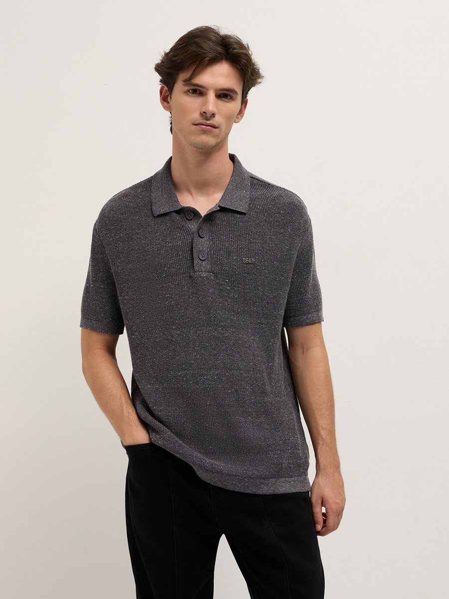 Men Pure Cotton Solid Relaxed Fit Polo