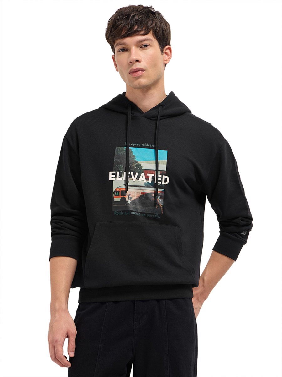 Men Relaxed Fit Graphic Print Hoodie