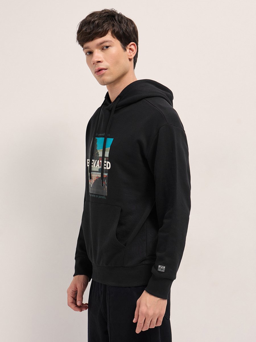 Men Relaxed Fit Graphic Print Hoodie