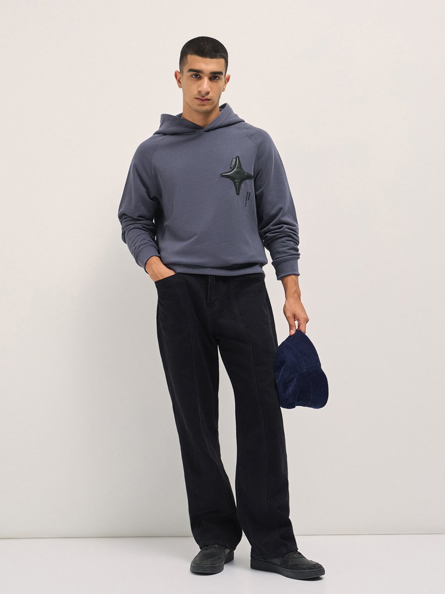 Men Relaxed Fit Raglan Sleeves Hoodie