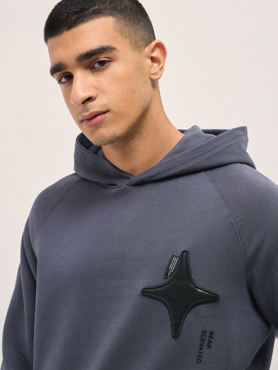 Men Relaxed Fit Raglan Sleeves Hoodie
