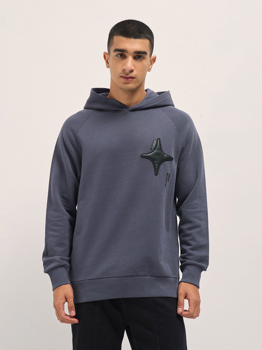 Men Relaxed Fit Raglan Sleeves Hoodie