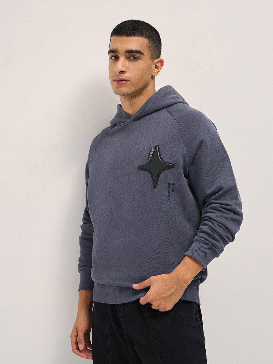 Men Relaxed Fit Raglan Sleeves Hoodie