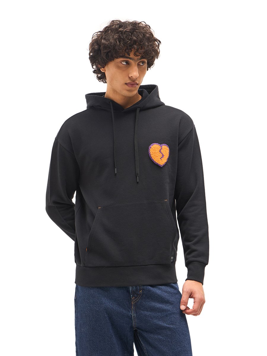 Men Cotton Patch Detail Hoodie