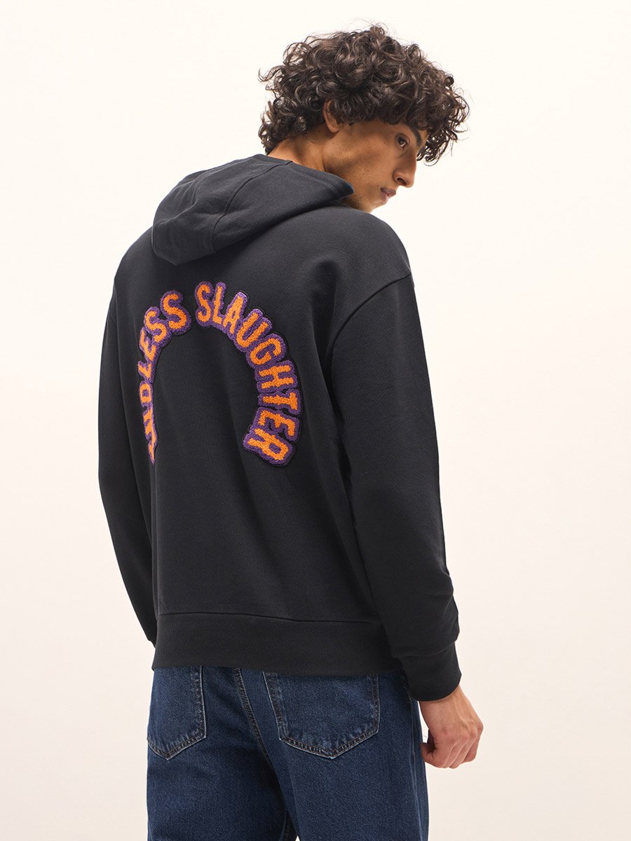 Men Cotton Patch Detail Hoodie