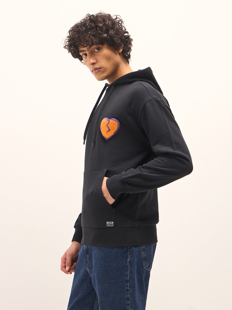 Men Cotton Patch Detail Hoodie