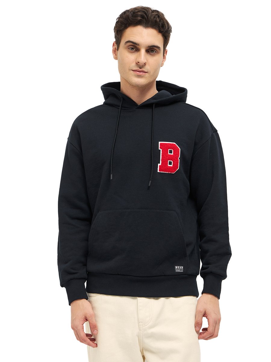 Men Cotton Patch Detail Hoodie