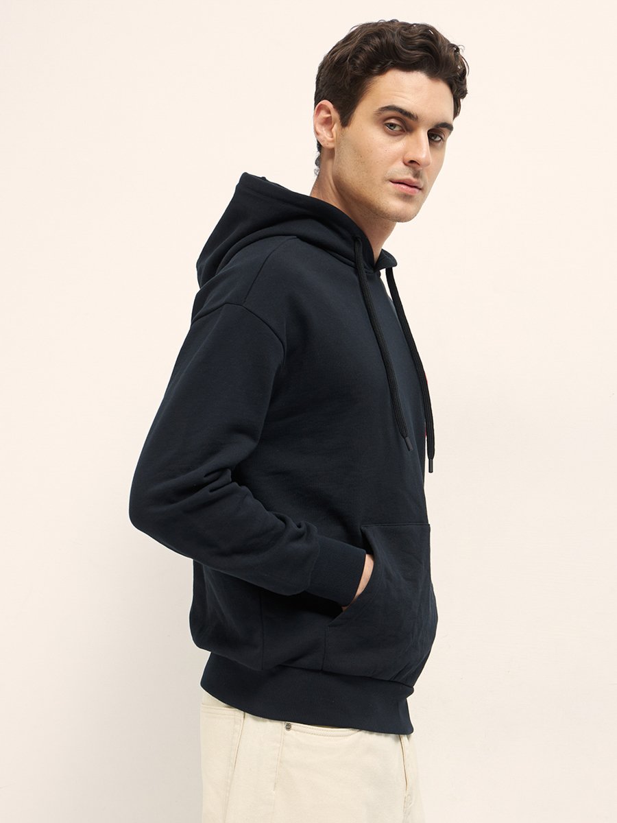 Men Cotton Patch Detail Hoodie