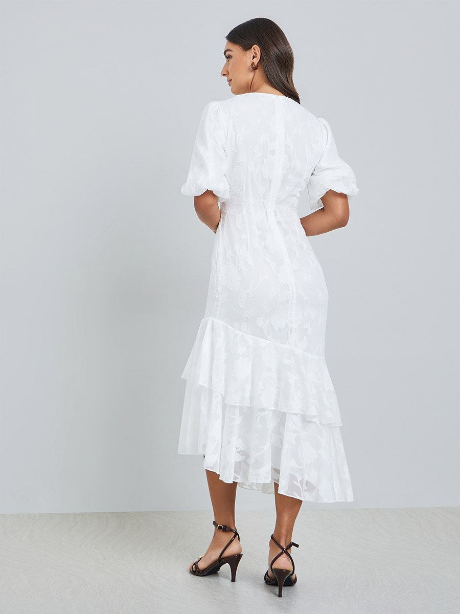 chinese dress ladies Strapless Mermaid Midi Dress White / S