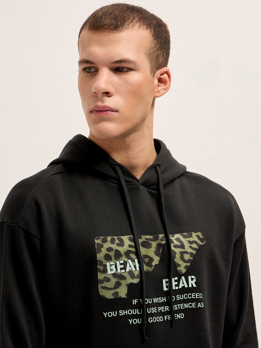 Men Cotton Printed Hoodie