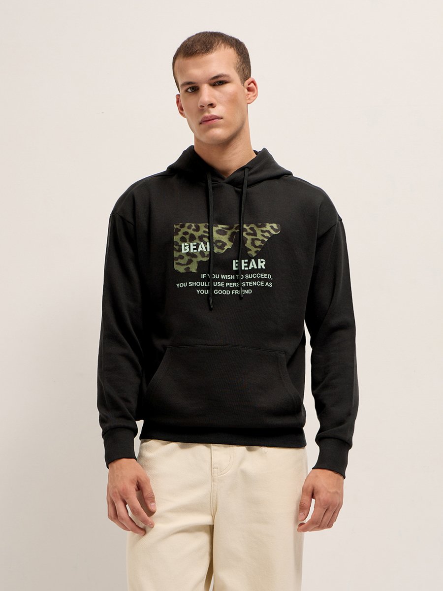 Men Cotton Printed Hoodie