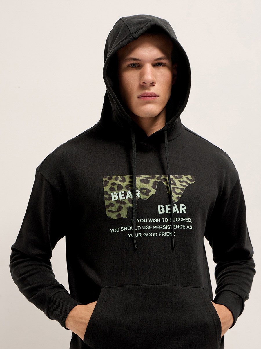 Men Cotton Printed Hoodie