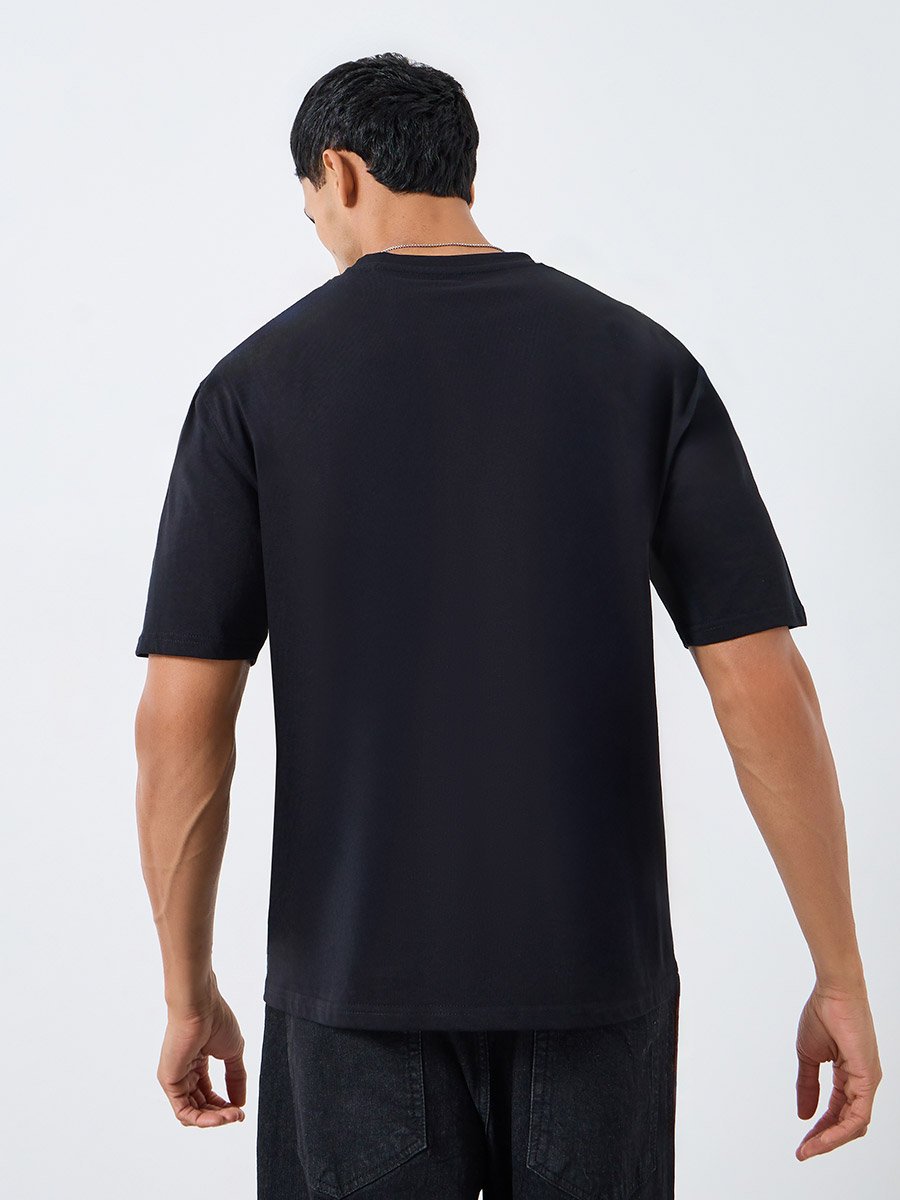 Men Black Heavy Jersey Oversized T-Shirt