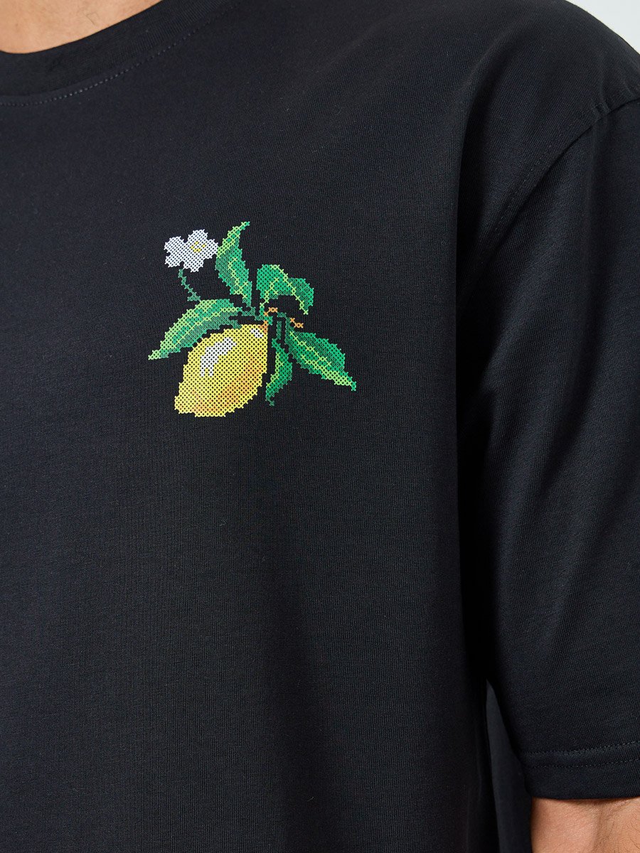 Men Black Graphic Oversized T-Shirt