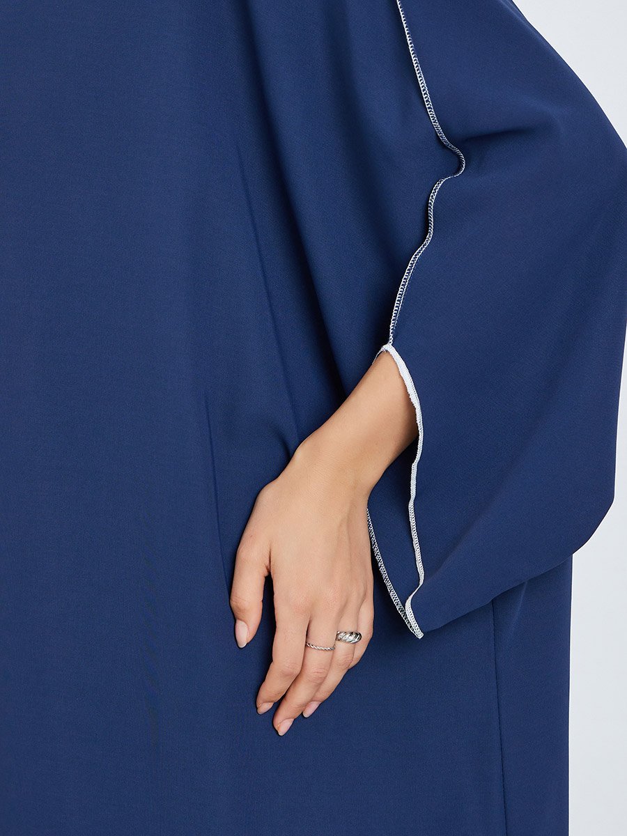 Women Navy Blue Open Front Abaya
