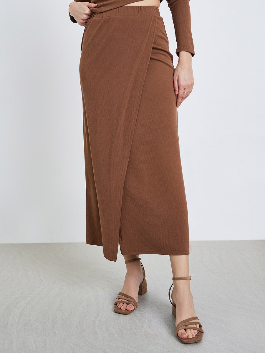 Women Boat Neck Top and Skirts Co-Ords