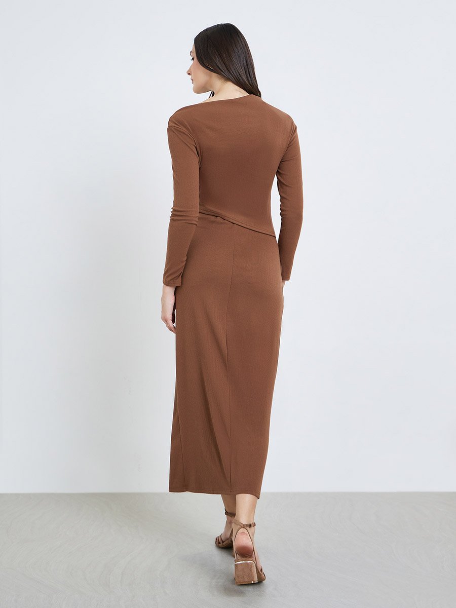 Women Boat Neck Top and Skirts Co-Ords