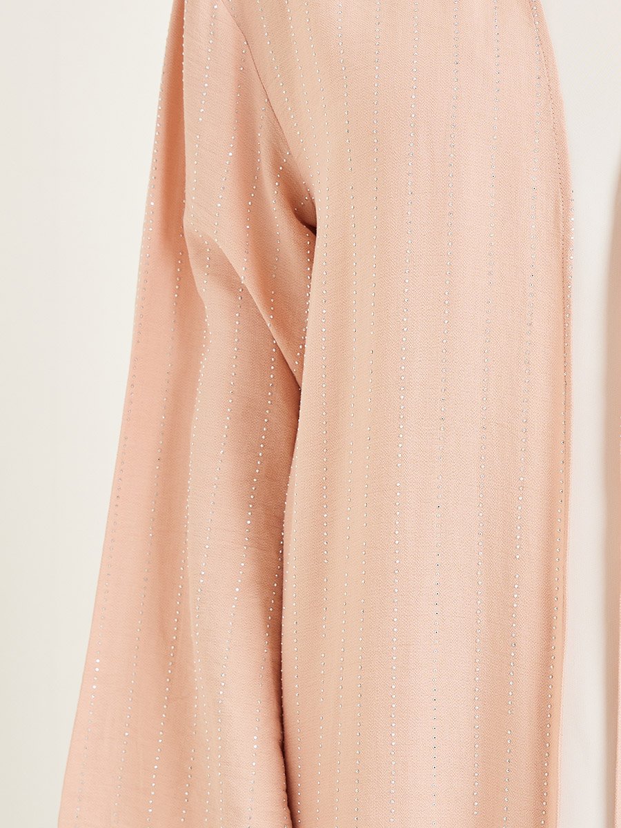 Women Pink Embellished Stone Solid Abaya