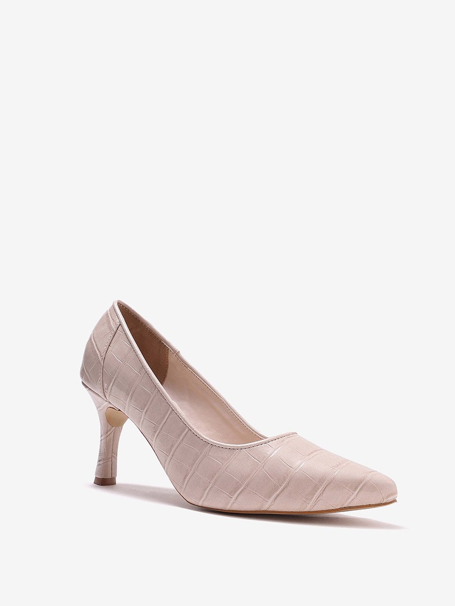 Women Croc-Textured Pointed Toe Pumps