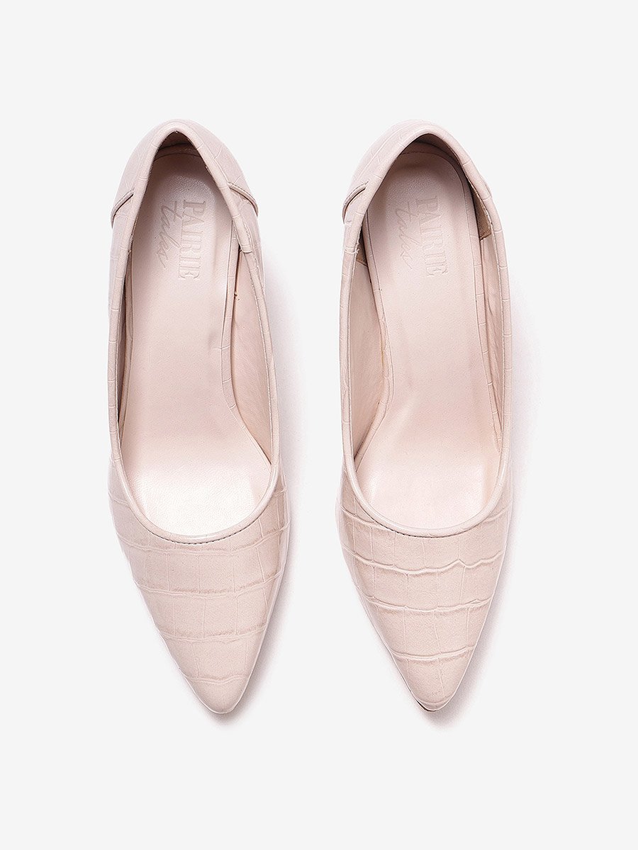 Women Croc-Textured Pointed Toe Pumps