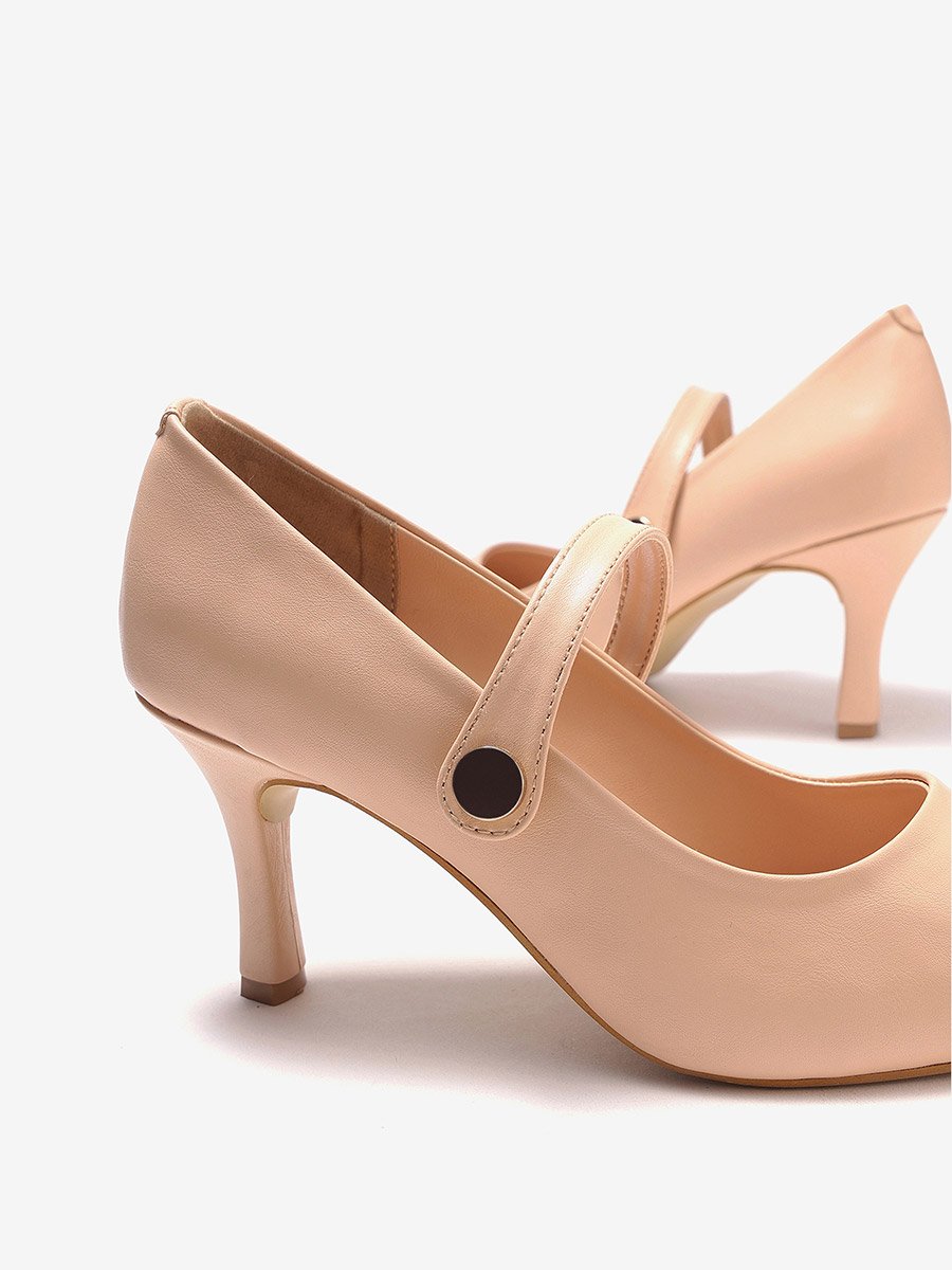 Women Pointed Toe Pumps with Snap Button