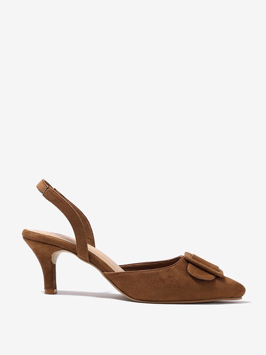 Women Slingback Suede Look Shoes with Pointed Toe