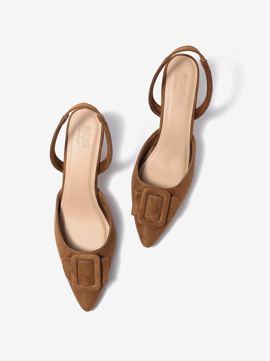 Women Slingback Suede Look Shoes with Pointed Toe