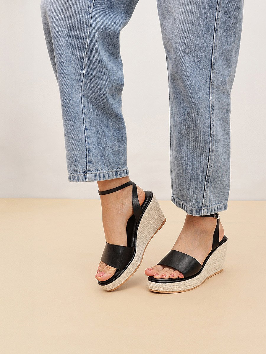 Women Espadrille Wedge Sandals with Ankle Strap