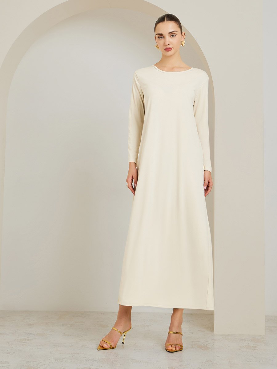 Cream Embellished Cape Sleeve Maxi Dress