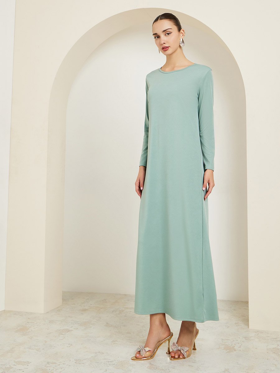 Green Embellished Cape Sleeve Maxi Dress