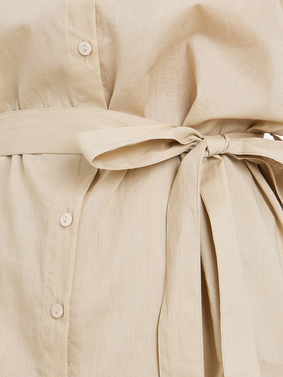 Beige Oversized Cotton Shirt and Pants Co-ords