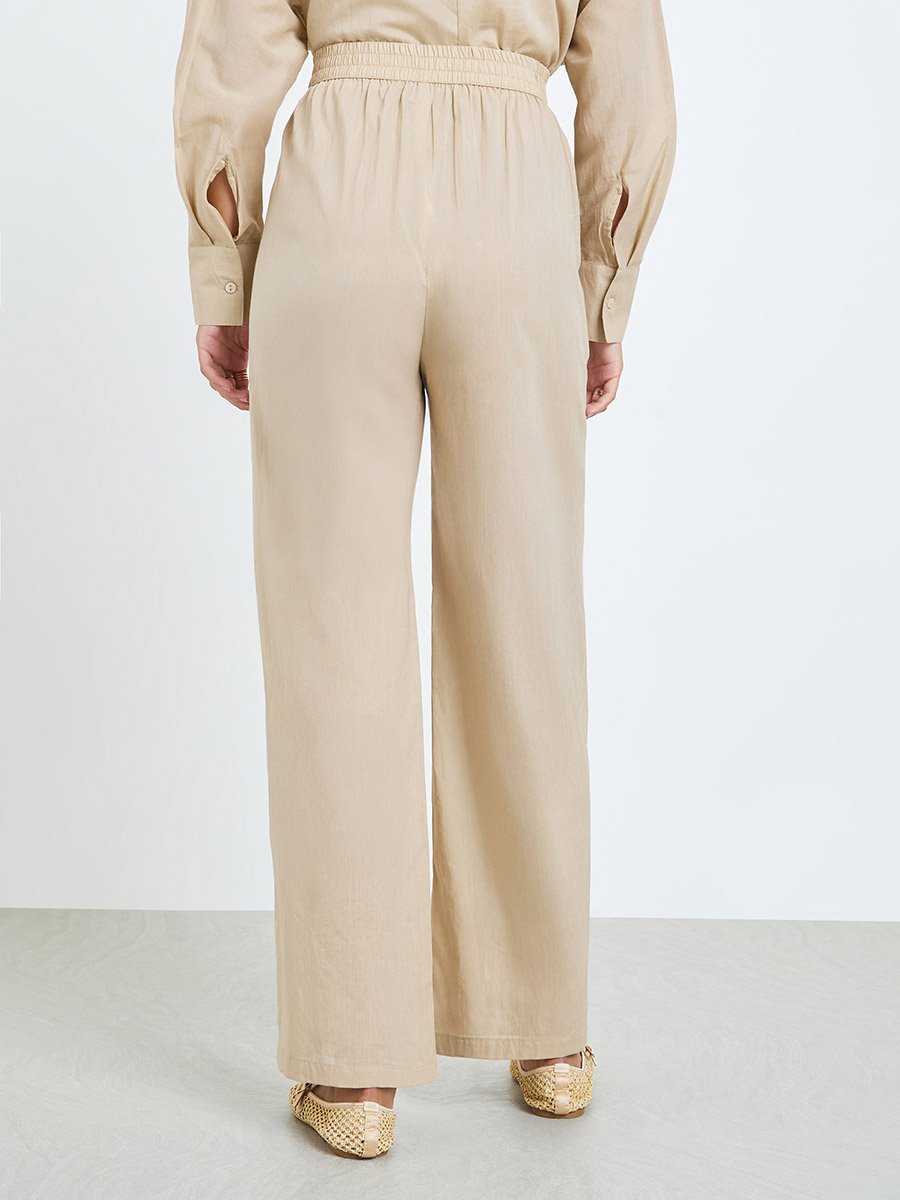 Beige Oversized Cotton Shirt and Pants Co-ords