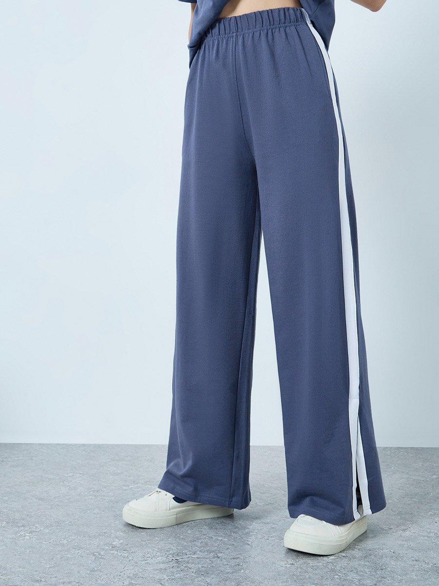 Blue Oversized T-Shirt and Wide Leg Joggers Co-ords