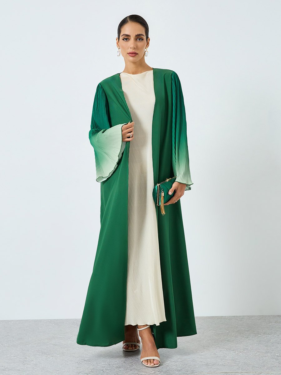 Women Ombre Textured Flare Sleeve Abaya