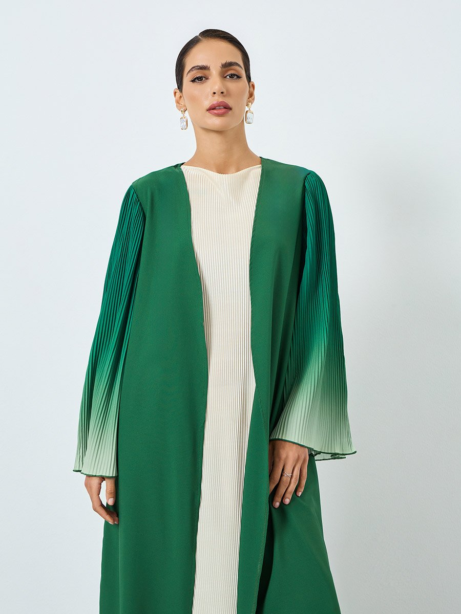 Women Ombre Textured Flare Sleeve Abaya